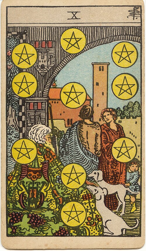 타로 펜타클 10(Ten of Pentacles) 의미 — 대대로 이어지는 풍요와 안정된 가정