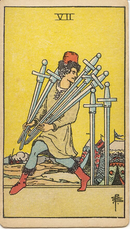 타로 소드 7 카드(Seven of Swords) 의미 — 들키지 않게, 그러나 영리하게